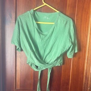 Aerie Sage Green Wrap Crop Top